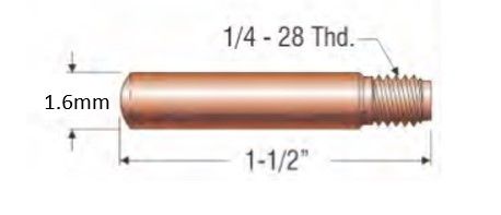 PROFAX (TWECO STYLE) 1.2MM (1/16") HEAVY DUTY CONTACT TIP - FOR ALUMINIUM