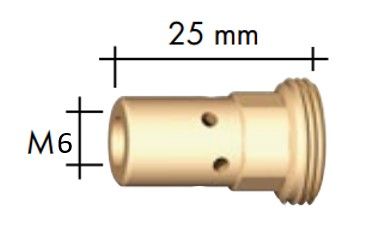 BINZEL M6 25MM (1") SHORT CONTACT TIP HOLDER - 401D / 501D