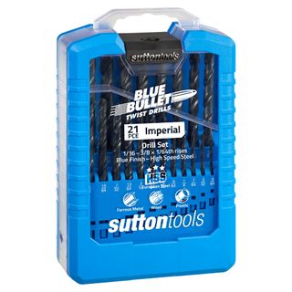 SUTTON TOOLS JOBBER BLUE BULLET HSS IMPERIAL (1/16 - 3/8 X 1/64) -  21 PCE