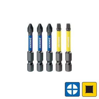 KINCROME PHILLIPS #2 & SQUARE #2 IMPACT BIT MIXED PACK - 50MM  (5 PK)