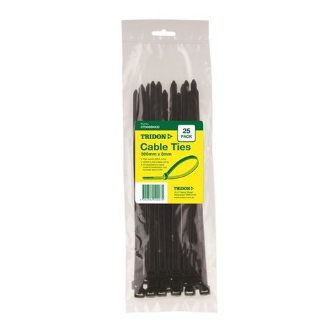 300 X 8MM CABLE TIES BLACK (25)