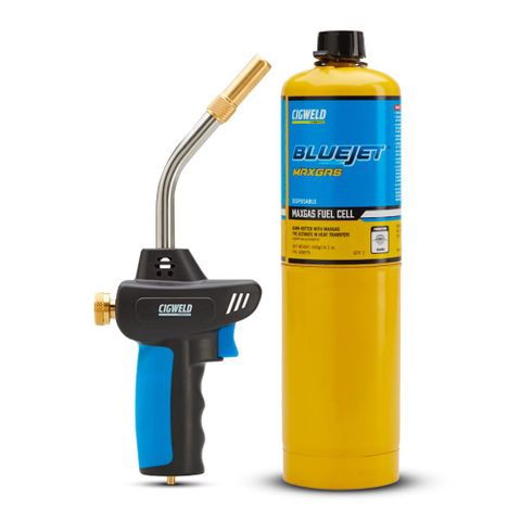 CIGWELD BLUEJET JET408 CYCLONE FLAME, HEAVY DUTY - TORCH & MAXGAS COMBO