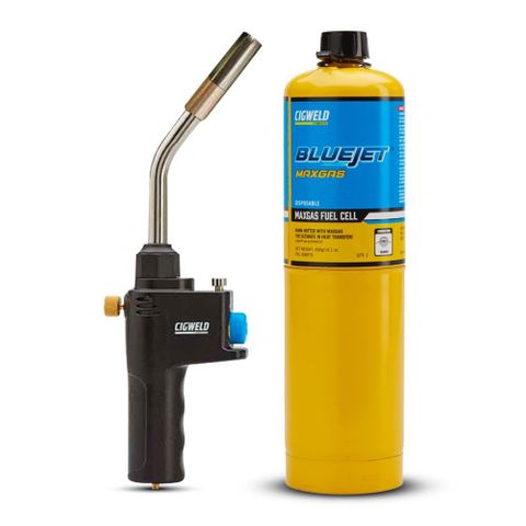 CIGWELD BLUEJET JET407 SUPER CYCLONE FLAME, HEAVY DUTY - TORCH & MAXGAS COMBO