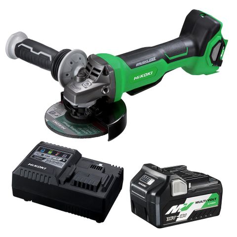 HIKOKI 36V BRUSHLESS MULTIVOLT 125MM ANGLE GRINDER WITH PADDLE SWITCH COMBO KIT