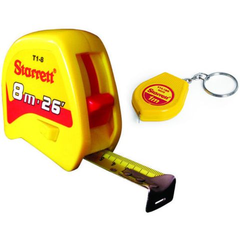 STARRETT TAPE MEASURE -  8M/26FT X 1"/25MM BONUS 1M KEY RING TAPE