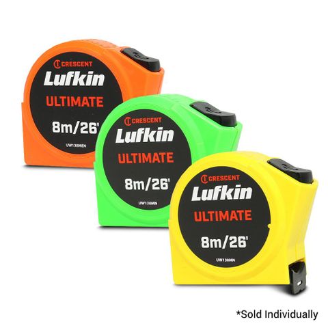 CRESCENT LUFKIN ULTIMATE TAPE - METRIC / IMPERIAL - 8M (26") X 25MM