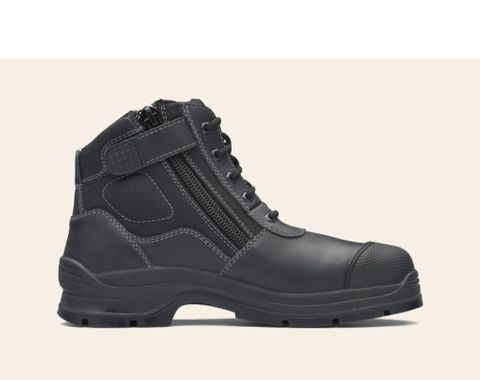 BLUNDSTONE UNISEX LACE WITH ZIP UP SIDE SAFETY BOOTS #319 - BLACK