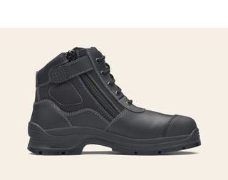 BLUNDSTONE UNISEX LACE WITH ZIP UP SIDE SAFETY BOOTS #319 - BLACK