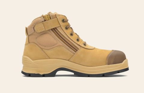 BLUNDSTONE UNISEX LACE WITH ZIP UP SIDE SAFETY BOOTS #318 - WHEAT