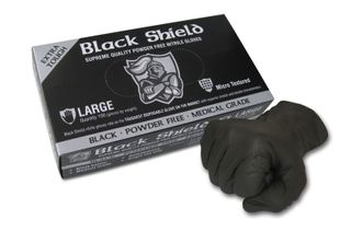 BLACK SHIELD 100% NITRILE DISPOSABLE GLOVES - BLACK - BOX 100