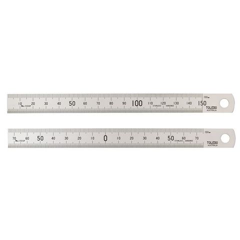 TOLEDO DOUBLE SIDED STAINLESS STEEL METRIC RULE - 150MM