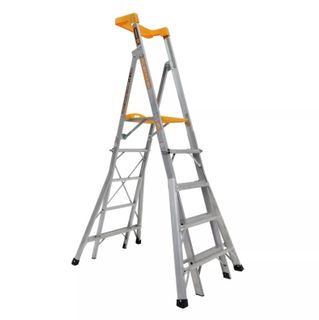 GORILLA ALUMINIUM 5-6-7-8 STEP COMPACT ADJUSTABLE PLATFORM LADDER - 1.45 - 2.35M