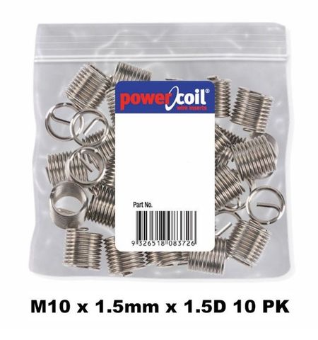 POWERCOIL 10 X 1.5MM X 1.5D MC WIRE THREAD INSERTS - 10PK CLAM