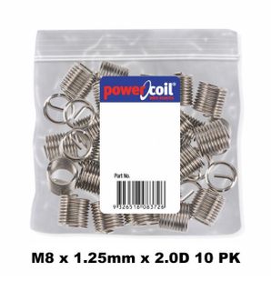 POWERCOIL 8 X 1.25MM X 2.0D MC WIRE THREAD INSERTS - 10PK CLAM