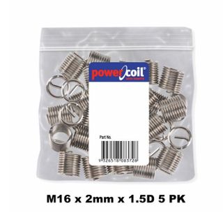 POWERCOIL 16 X 2MM X 1.5D MC WIRE THREAD INSERTS - 5PK CLAM