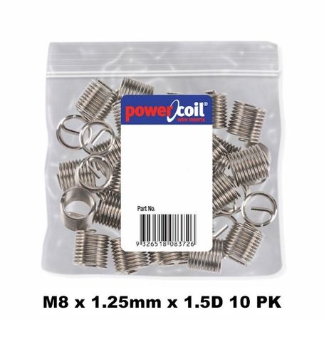 POWERCOIL 8 X 1.25MM X 1.5D MC WIRE THREAD INSERTS - 10PK CLAM