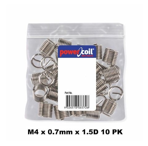 POWERCOIL 4 X 0.7MM X 1.5D MC WIRE THREAD INSERTS - 10PK CLAM