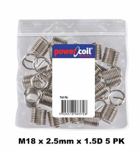 POWERCOIL 18 X 2.5MM X 1.5D MC WIRE THREAD INSERTS - 5PK CLAM