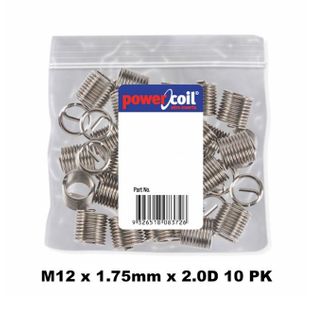 POWERCOIL 12 X 1.75MM X 2.0D MC WIRE THREAD INSERTS - 10PK CLAM