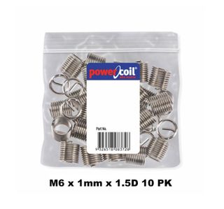 POWERCOIL 6 X 1MM X 1.5D MC WIRE THREAD INSERTS - 10PK CLAM