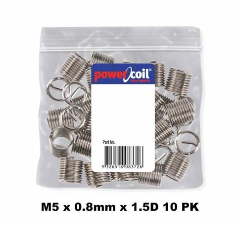 POWERCOIL 5 X 0.8MM X 1.5D MC WIRE THREAD INSERTS - 10PK CLAM