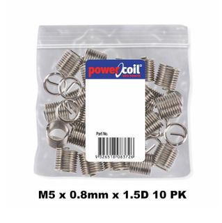 POWERCOIL 5 X 0.8MM X 1.5D MC WIRE THREAD INSERTS - 10PK CLAM