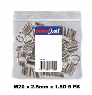 POWERCOIL 20 X 2.5MM X 1.5D MC WIRE THREAD INSERTS - 5PK CLAM