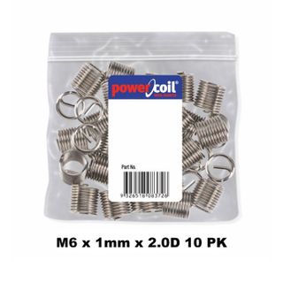 POWERCOIL 6 X 1MM X 2.0D MC WIRE THREAD INSERTS - 10PK CLAM