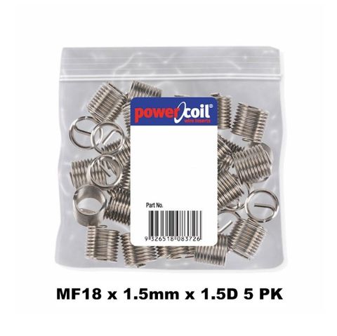 POWERCOIL 18 X 1.5MM X 1.5D MF WIRE THREAD INSERTS - 5PK CLAM