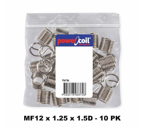 POWERCOIL 12 X 1.25MM X 1.5D MF WIRE THREAD INSERTS - 10PK CLAM