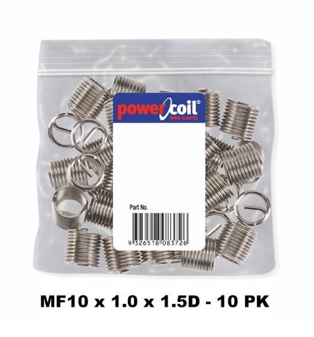 POWERCOIL 10 X 1MM X 1.5D MF WIRE THREAD INSERTS - 10PK CLAM