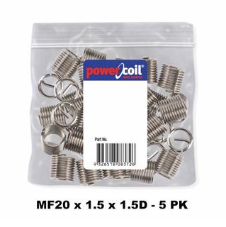 POWERCOIL 20 X 1.5MM X 1.5D MF WIRE THREAD INSERTS - 5PK CLAM