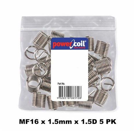 POWERCOIL 16 X 1.5MM X 1.5D MF WIRE THREAD INSERTS - 5PK CLAM