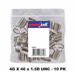 POWERCOIL 4G X 40 X 1.5D UNC 10 PACK WIRE THREAD INSERTS