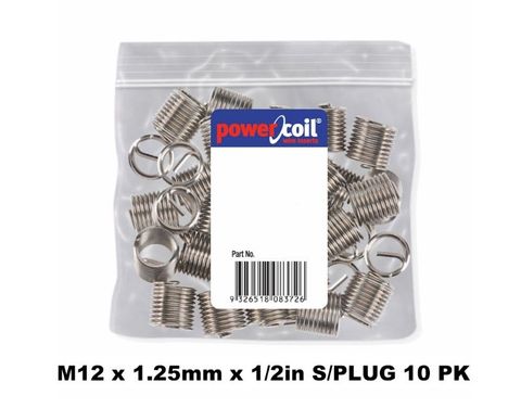 POWERCOIL 12 X 1.25MM X 1/2" SPARK PLUG WIRE THREAD INSERTS - 10PK