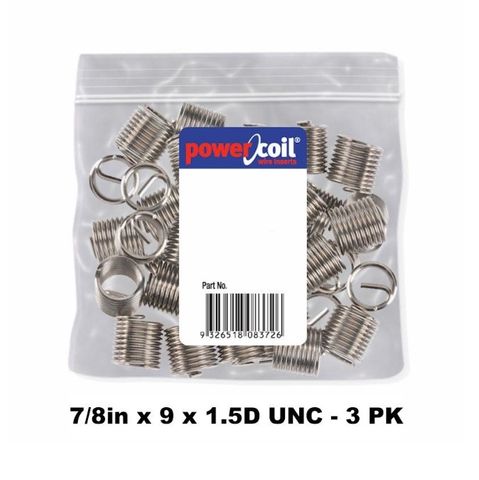 POWERCOIL 7/8" X 9 X 1.5D UNC 3 PACK WIRE THREAD INSERTS