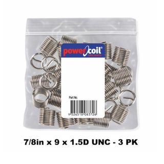 POWERCOIL 7/8" X 9 X 1.5D UNC 3 PACK WIRE THREAD INSERTS