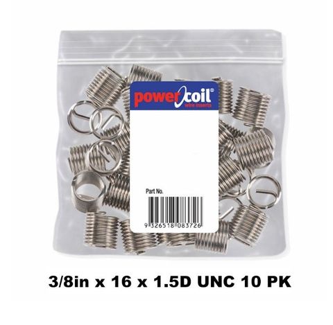 POWERCOIL 3/8" X 16 X 1.5D UNC 10 PACK WIRE THREAD INSERTS