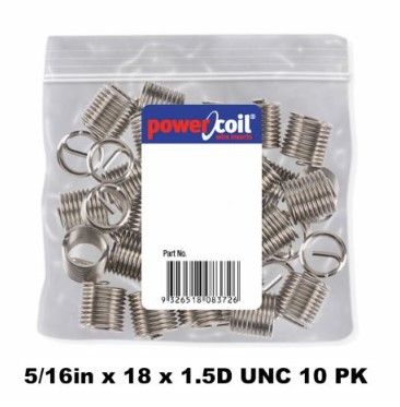 POWERCOIL 5/16" X 18 X 1.5D UNC 10 PACK WIRE THREAD INSERTS