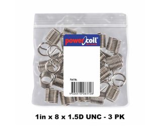 POWERCOIL 1" X 8 X 1.5D UNC 3 PACK WIRE THREAD INSERTS