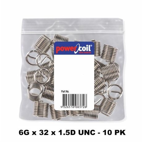 POWERCOIL 6G X 32 X 1.5D UNC 10 PACK WIRE THREAD INSERTS