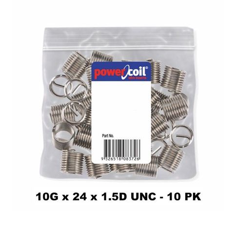 POWERCOIL 10G X 24 X 1.5D UNC 10 PACK WIRE THREAD INSERTS