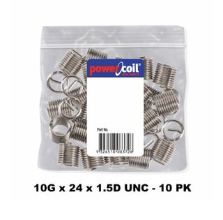 POWERCOIL 10G X 24 X 1.5D UNC 10 PACK WIRE THREAD INSERTS