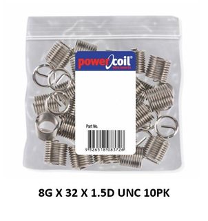 POWERCOIL 8G X 32 X 1.5D UNC 10 PACK WIRE THREAD INSERTS