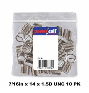 POWERCOIL 7/16" X 14 X 1.5D UNC 10 PACK WIRE THREAD INSERTS