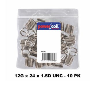 POWERCOIL 12G X 24 X 1.5D UNC 10 PACK WIRE THREAD INSERTS