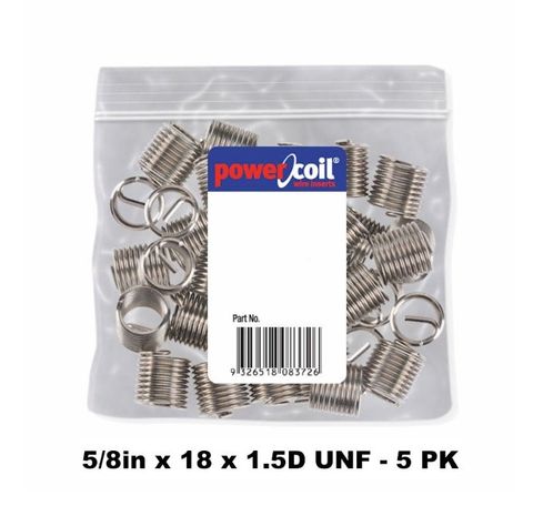 POWERCOIL 5/8" X 18 X 1.5D UNF WIRE THREAD INSERTS - 5PK