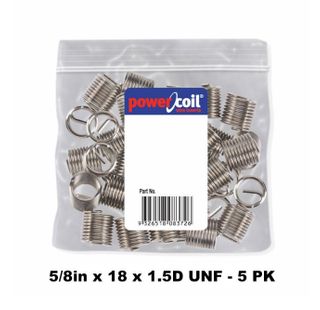 POWERCOIL 5/8" X 18 X 1.5D UNF WIRE THREAD INSERTS - 5PK