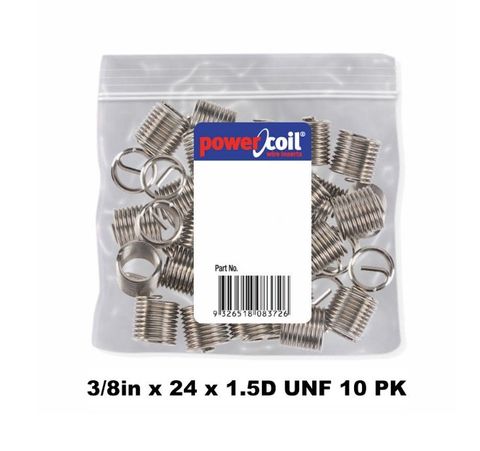 POWERCOIL 3/8" X 24 X 1.5D UNF WIRE THREAD INSERTS - 10PK