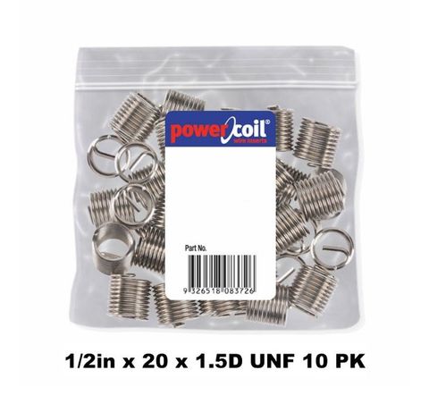 POWERCOIL 1/2" X 20 X 1.5D UNF WIRE THREAD INSERTS - 10PK